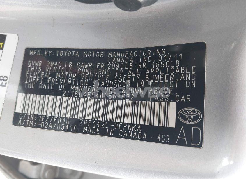 Photo 9 of 2011 Toyota Corolla LE (VIN 2T1BU4EE4BC567622)