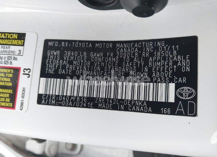 Photo 9 of 2011 Toyota Corolla LE (VIN 2T1BU4EE4BC570083)