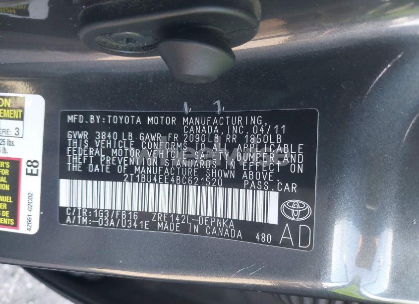 Photo 9 of 2011 Toyota Corolla LE (VIN 2T1BU4EE4BC621520)