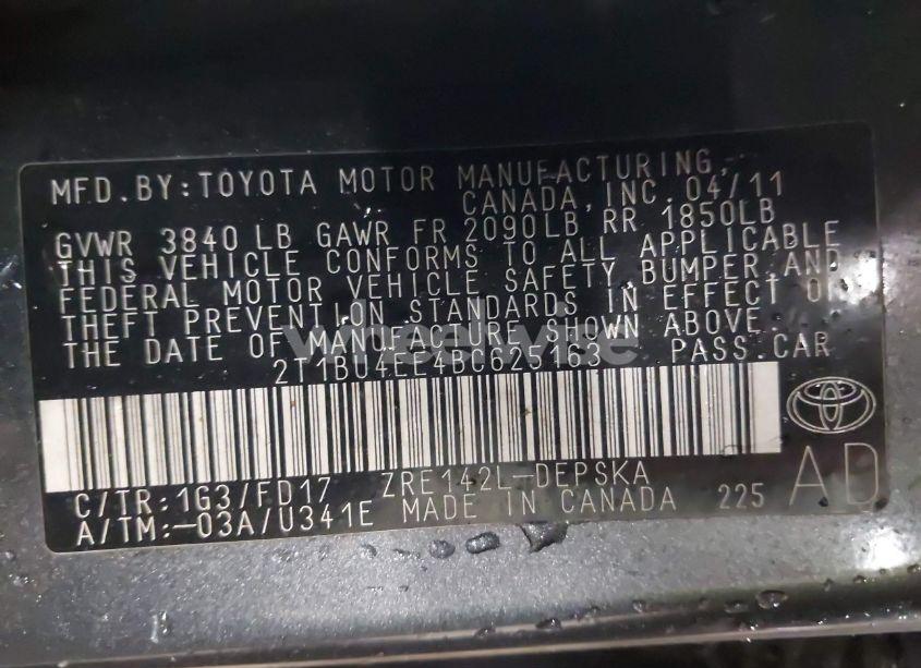 Photo 9 of 2011 Toyota Corolla S (VIN 2T1BU4EE4BC625163)