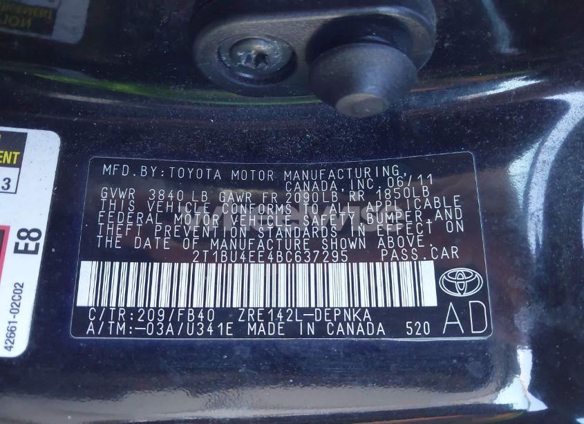 Photo 9 of 2011 Toyota Corolla LE (VIN 2T1BU4EE4BC637295)