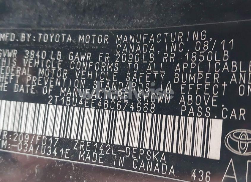 Photo 9 of 2011 Toyota Corolla S (VIN 2T1BU4EE4BC674668)