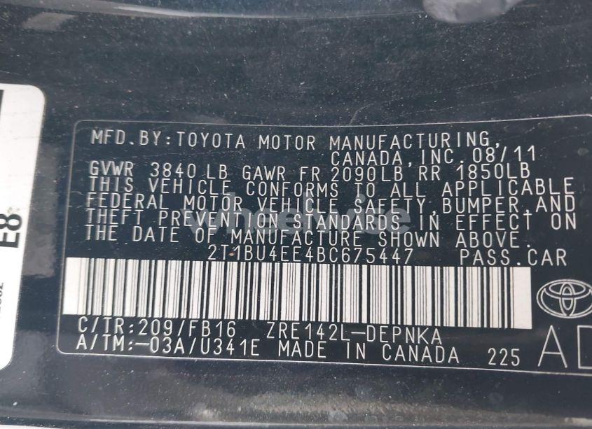 Photo 9 of 2011 Toyota Corolla LE (VIN 2T1BU4EE4BC675447)