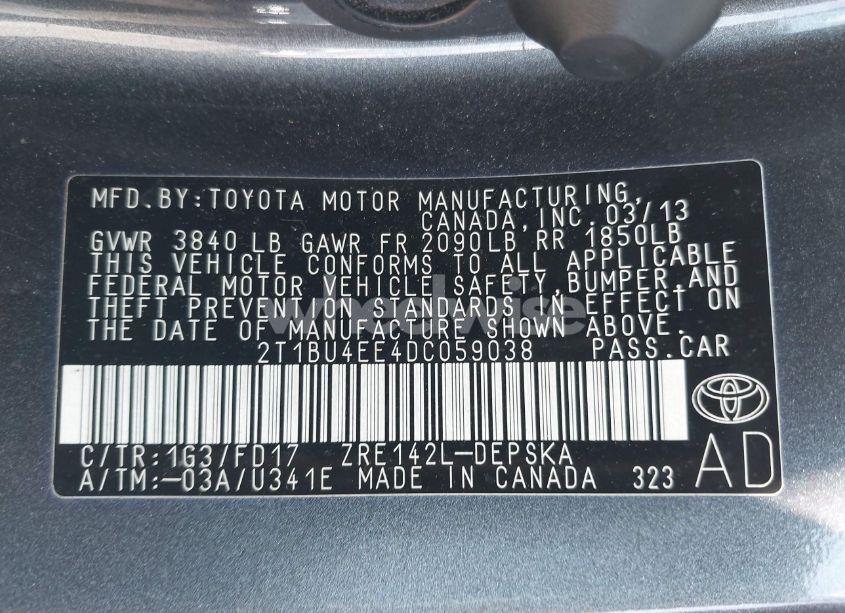 Photo 9 of 2013 Toyota Corolla S (VIN 2T1BU4EE4DC059038)