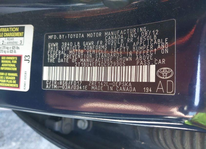 Photo 9 of 2013 Toyota Corolla S (VIN 2T1BU4EE4DC929905)
