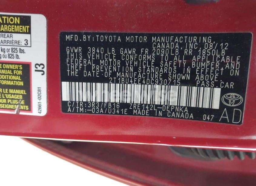 Photo 9 of 2013 Toyota Corolla LE (VIN 2T1BU4EE4DC930715)