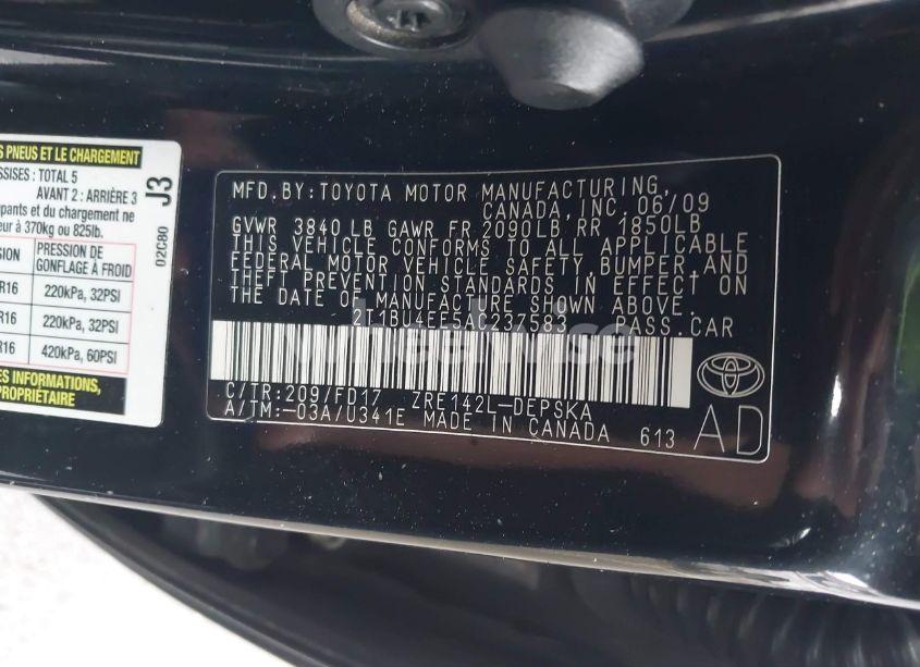Photo 9 of 2010 Toyota Corolla S (VIN 2T1BU4EE5AC237583)