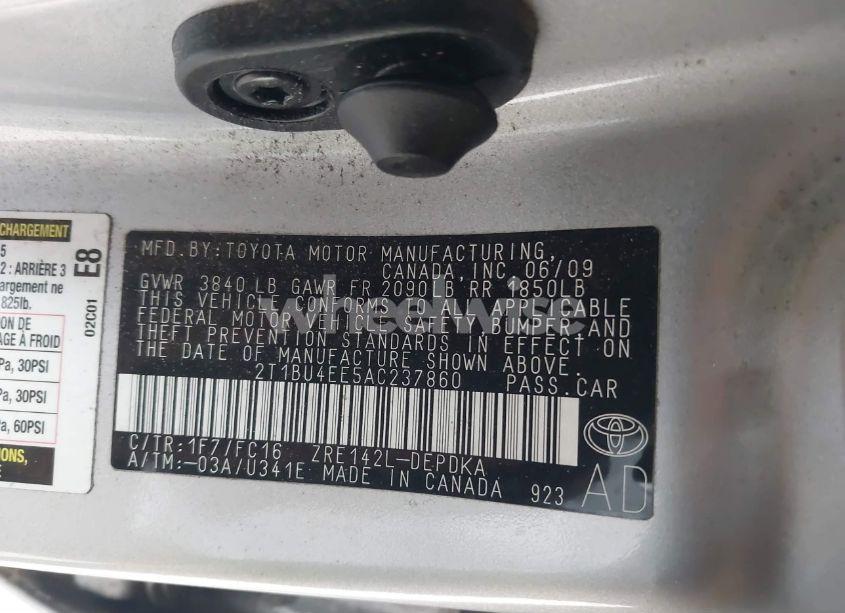 Photo 9 of 2010 Toyota Corolla LE (VIN 2T1BU4EE5AC237860)