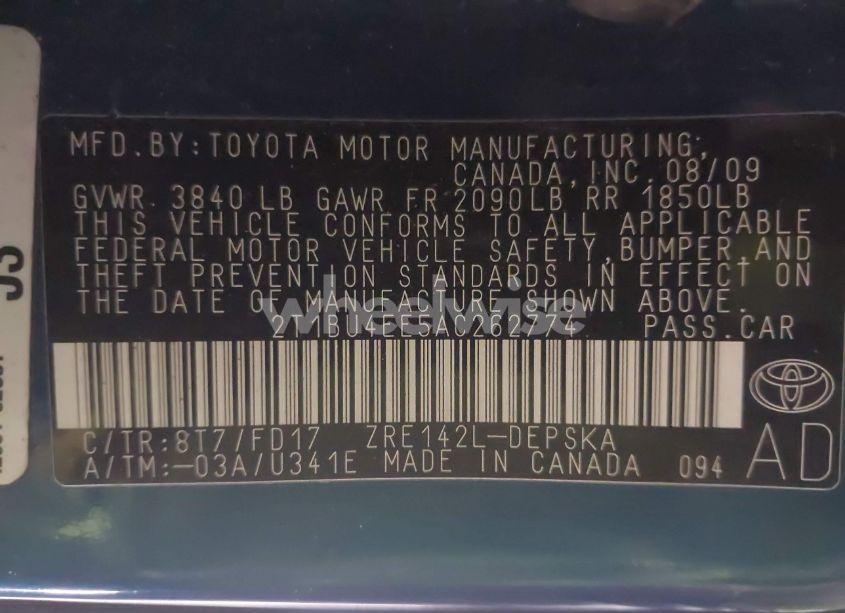 Photo 9 of 2010 Toyota Corolla S (VIN 2T1BU4EE5AC262774)