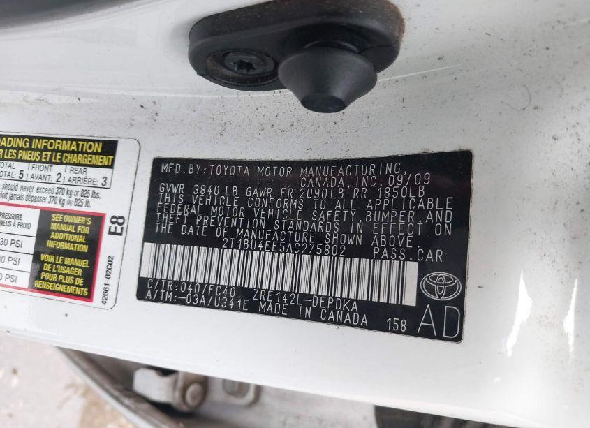 Photo 9 of 2010 Toyota Corolla LE (VIN 2T1BU4EE5AC275802)