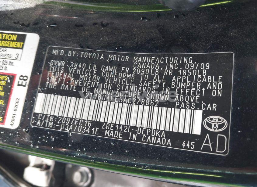 Photo 9 of 2010 Toyota Corolla LE (VIN 2T1BU4EE5AC278862)