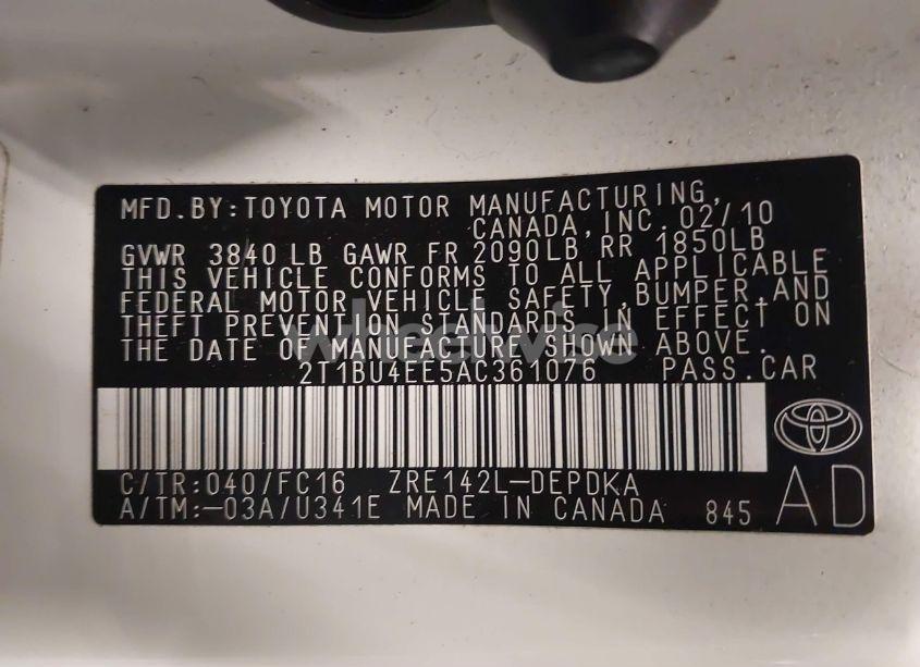 Photo 9 of 2010 Toyota Corolla LE (VIN 2T1BU4EE5AC361076)