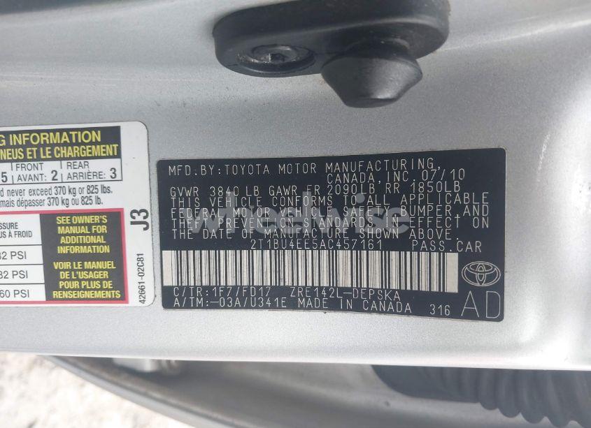 Photo 9 of 2010 Toyota Corolla S (VIN 2T1BU4EE5AC457161)