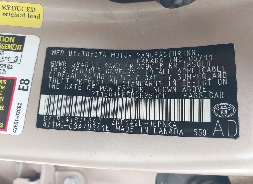 Photo 9 of 2011 Toyota Corolla LE (VIN 2T1BU4EE5BC629500)