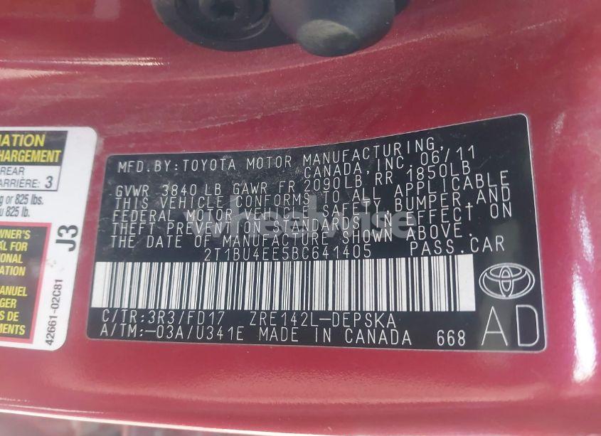 Photo 9 of 2011 Toyota Corolla S (VIN 2T1BU4EE5BC641405)