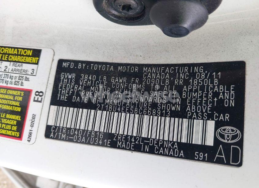 Photo 9 of 2011 Toyota Corolla LE (VIN 2T1BU4EE5BC668913)