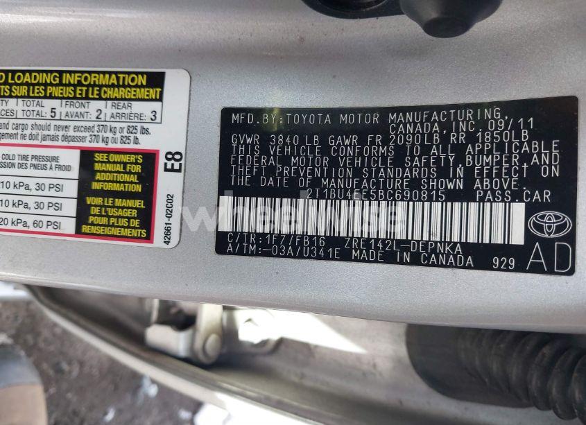 Photo 9 of 2011 Toyota Corolla LE (VIN 2T1BU4EE5BC690815)