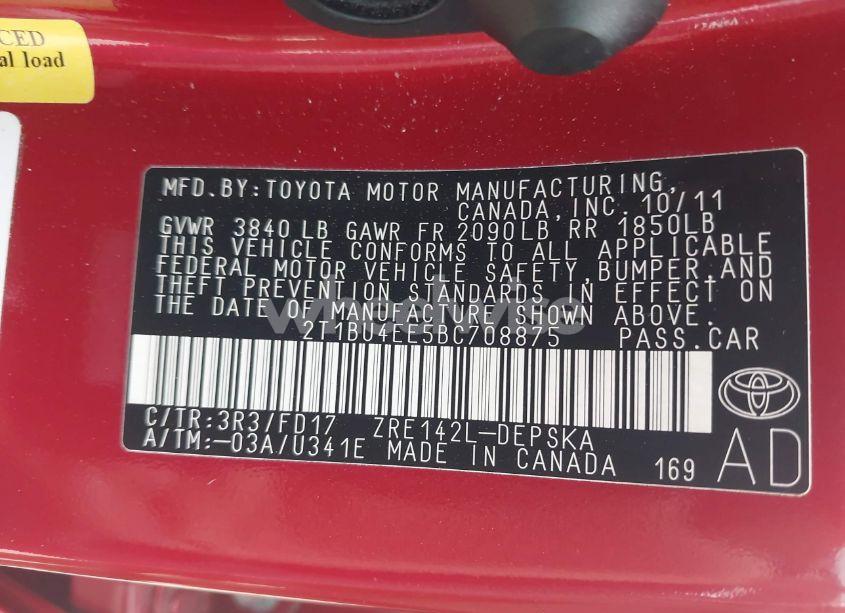 Photo 9 of 2011 Toyota Corolla S (VIN 2T1BU4EE5BC708875)