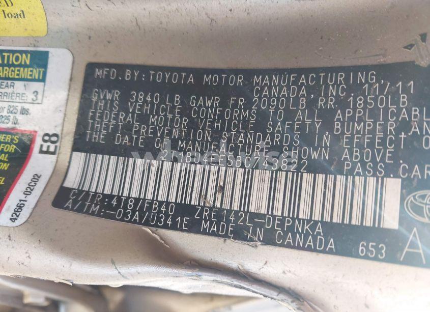 Photo 9 of 2011 Toyota Corolla LE (VIN 2T1BU4EE5BC743822)