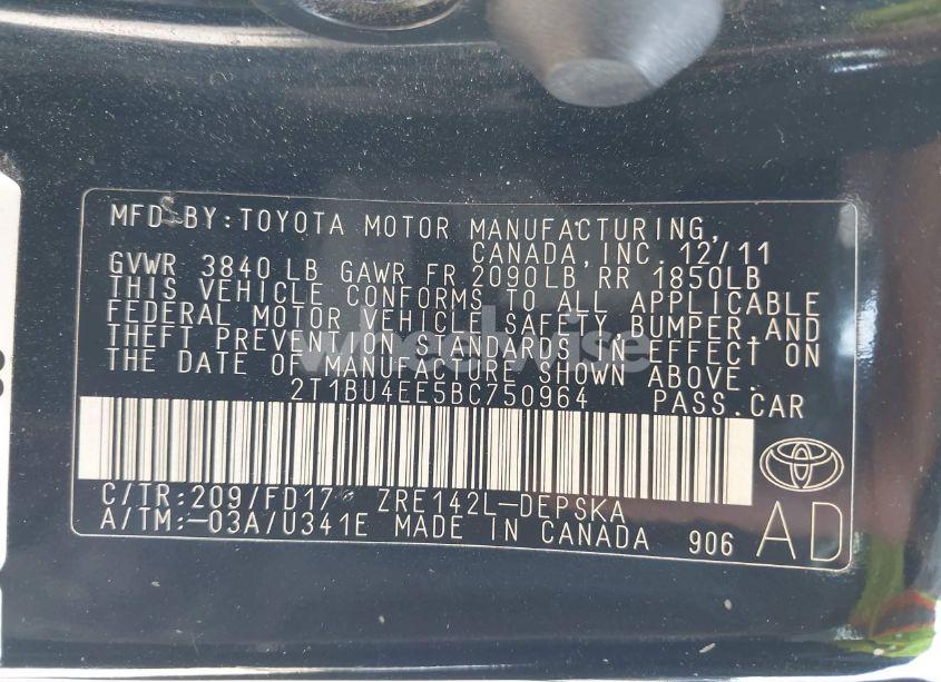 Photo 9 of 2011 Toyota Corolla S (VIN 2T1BU4EE5BC750964)