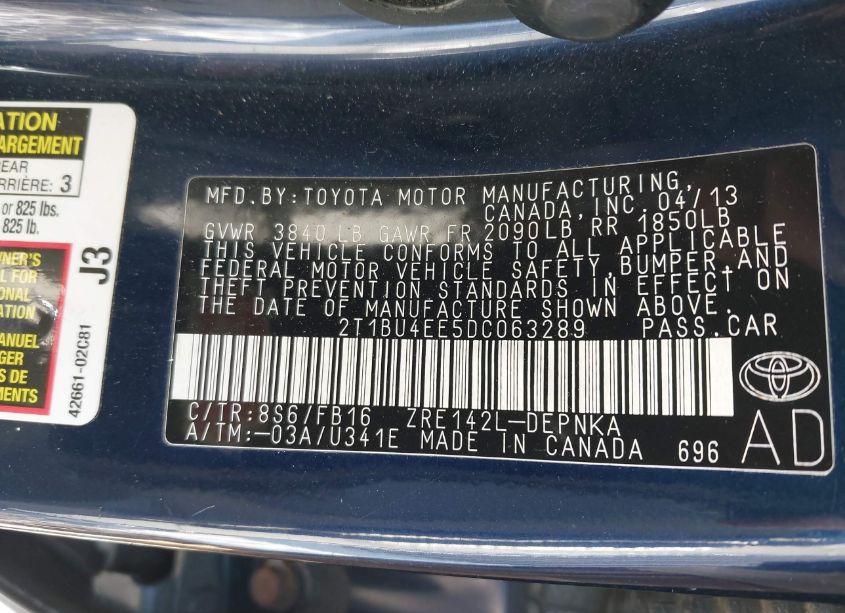 Photo 9 of 2013 Toyota Corolla LE (VIN 2T1BU4EE5DC063289)