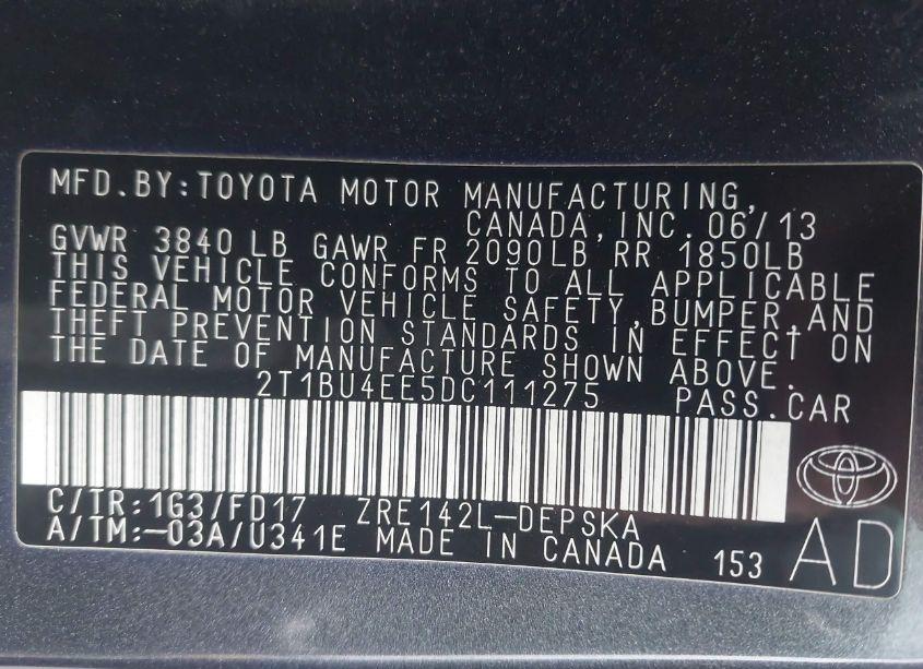 Photo 9 of 2013 Toyota Corolla S (VIN 2T1BU4EE5DC111275)