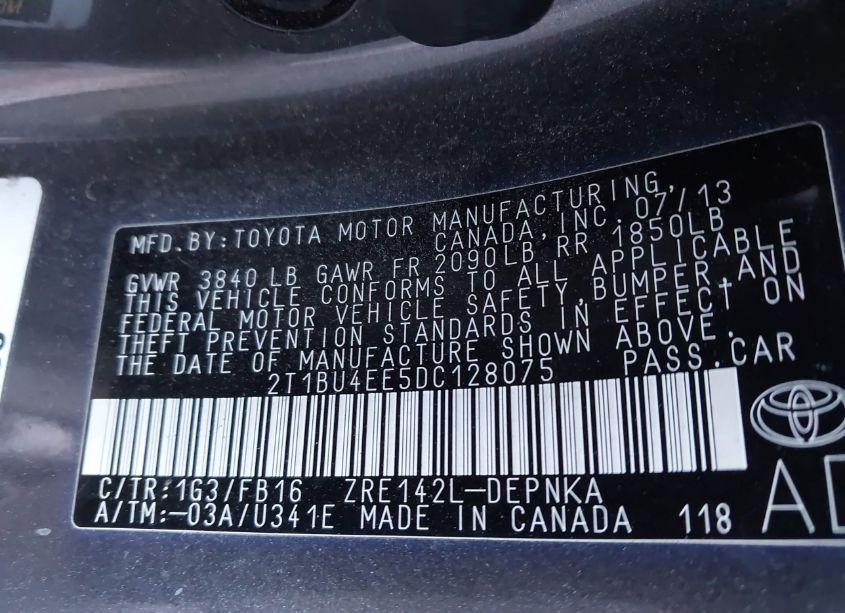 Photo 9 of 2013 Toyota Corolla LE (VIN 2T1BU4EE5DC128075)