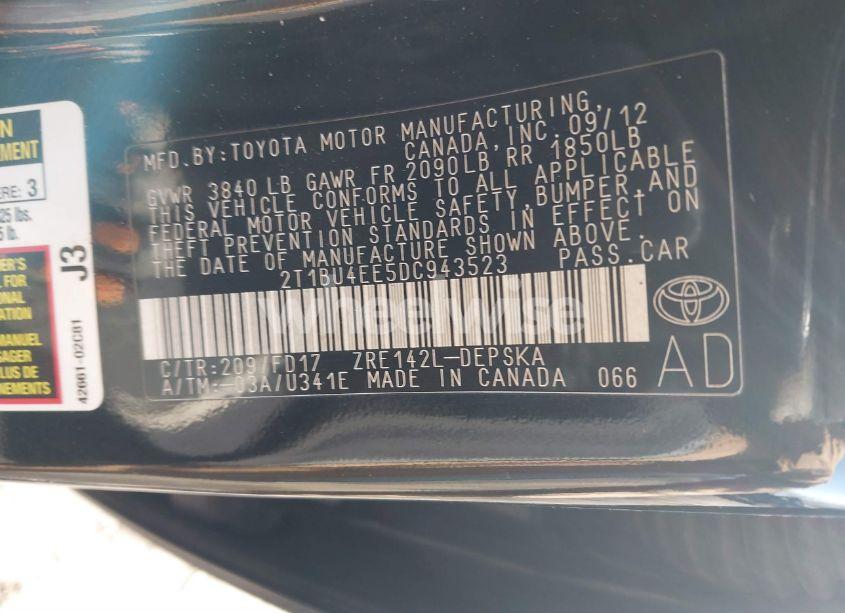 Photo 9 of 2013 Toyota Corolla S (VIN 2T1BU4EE5DC943523)