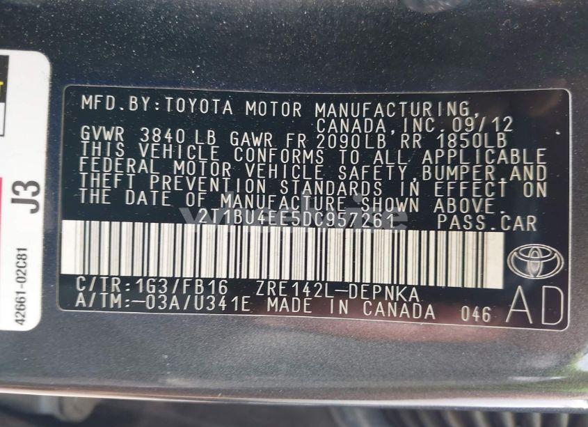 Photo 9 of 2013 Toyota Corolla LE (VIN 2T1BU4EE5DC957261)