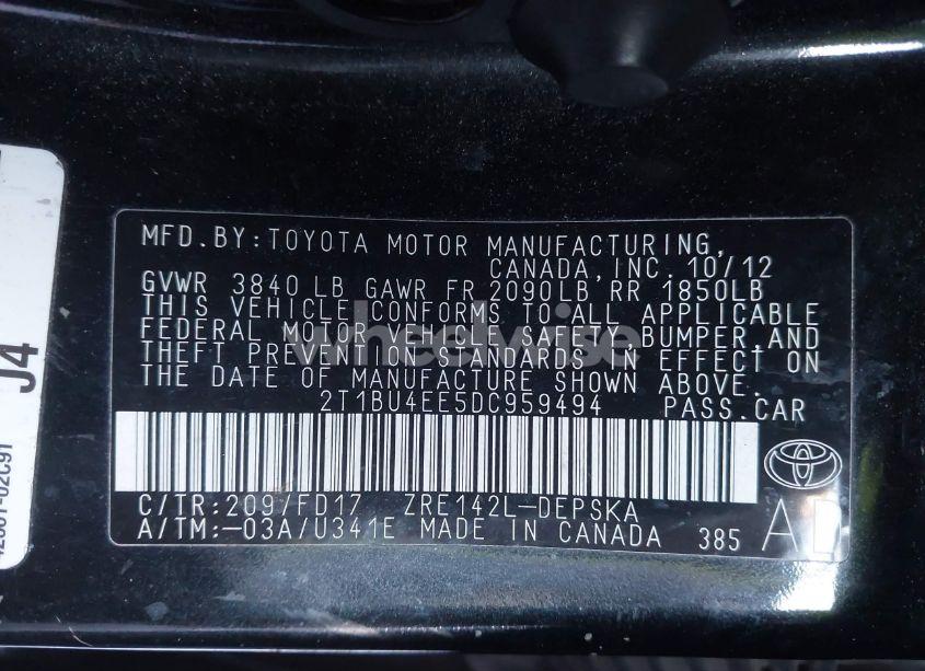 Photo 9 of 2013 Toyota Corolla S (VIN 2T1BU4EE5DC959494)