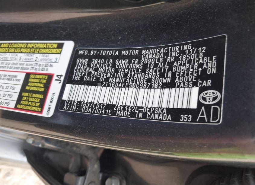 Photo 9 of 2013 Toyota Corolla S (VIN 2T1BU4EE5DC987182)