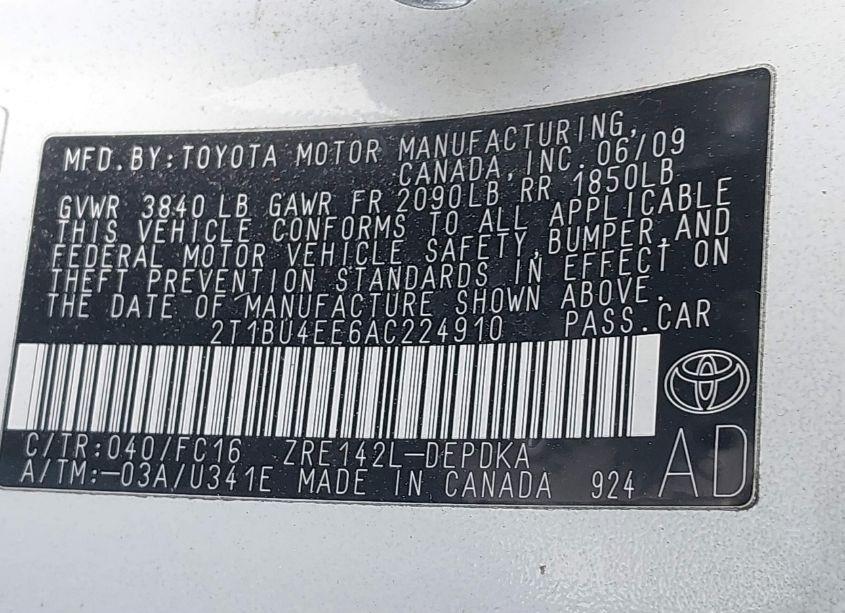 Photo 9 of 2010 Toyota Corolla LE (VIN 2T1BU4EE6AC224910)