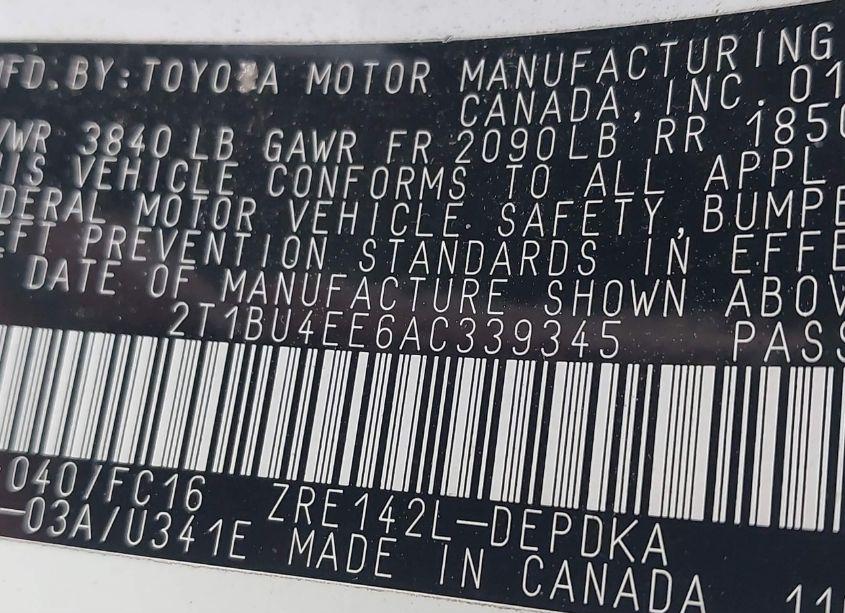 Photo 9 of 2010 Toyota Corolla LE (VIN 2T1BU4EE6AC339345)