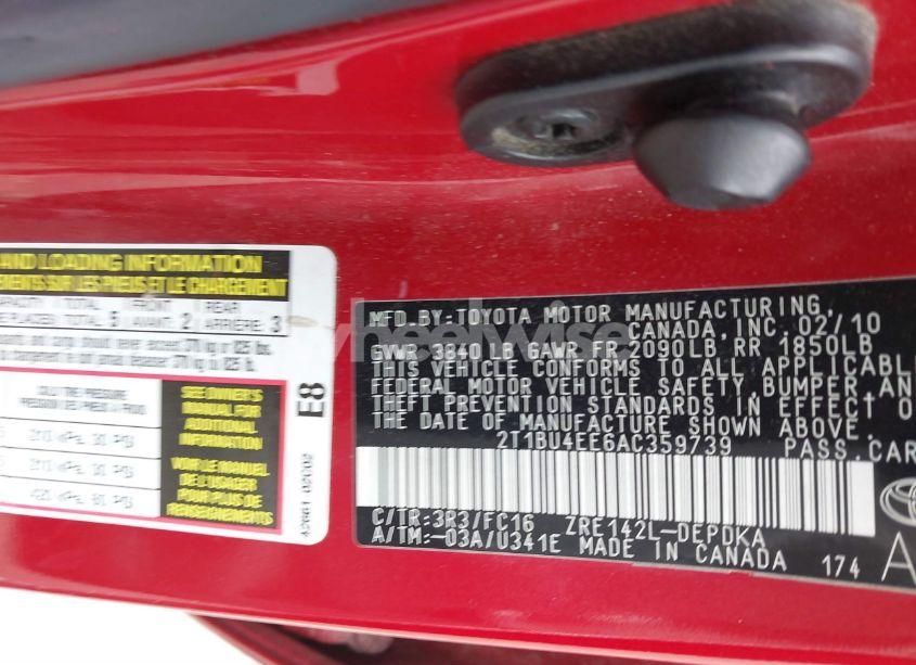 Photo 9 of 2010 Toyota Corolla LE (VIN 2T1BU4EE6AC359739)