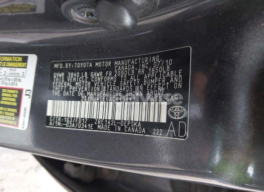 Photo 9 of 2010 Toyota Corolla S (VIN 2T1BU4EE6AC445441)