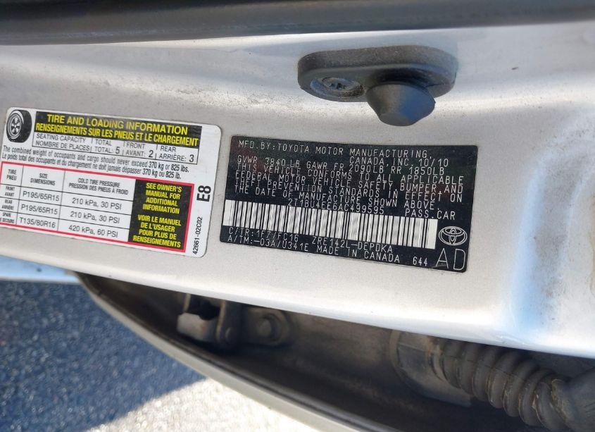 Photo 9 of 2010 Toyota Corolla LE (VIN 2T1BU4EE6AC499595)