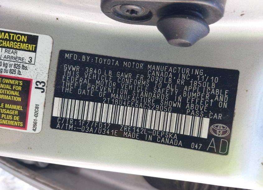 Photo 9 of 2010 Toyota Corolla S (VIN 2T1BU4EE6AC529050)