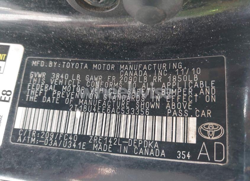 Photo 9 of 2010 Toyota Corolla LE (VIN 2T1BU4EE6AC533356)