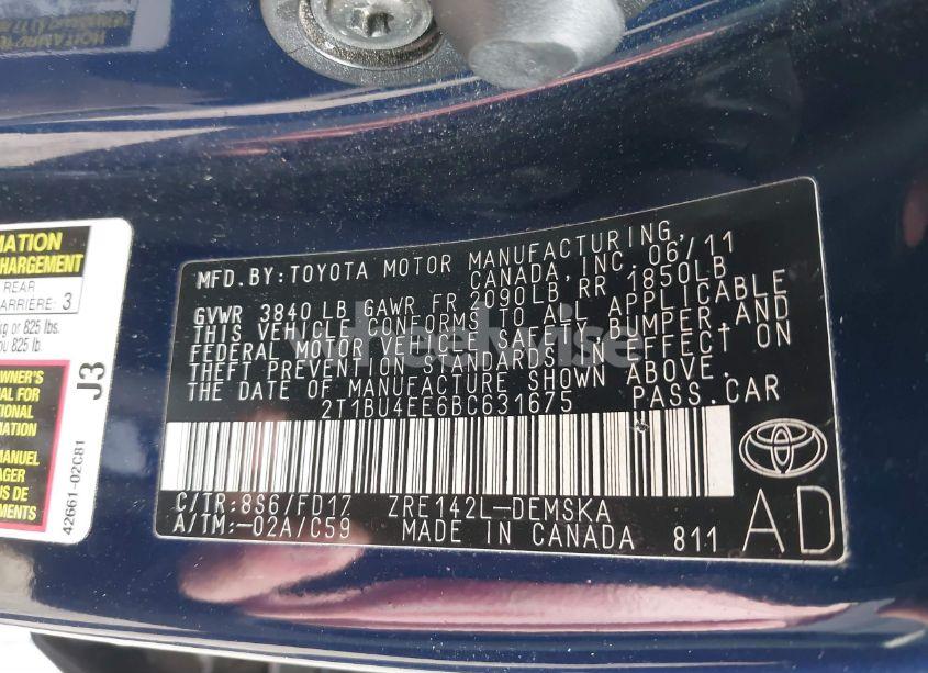 Photo 9 of 2011 Toyota Corolla S (VIN 2T1BU4EE6BC631675)