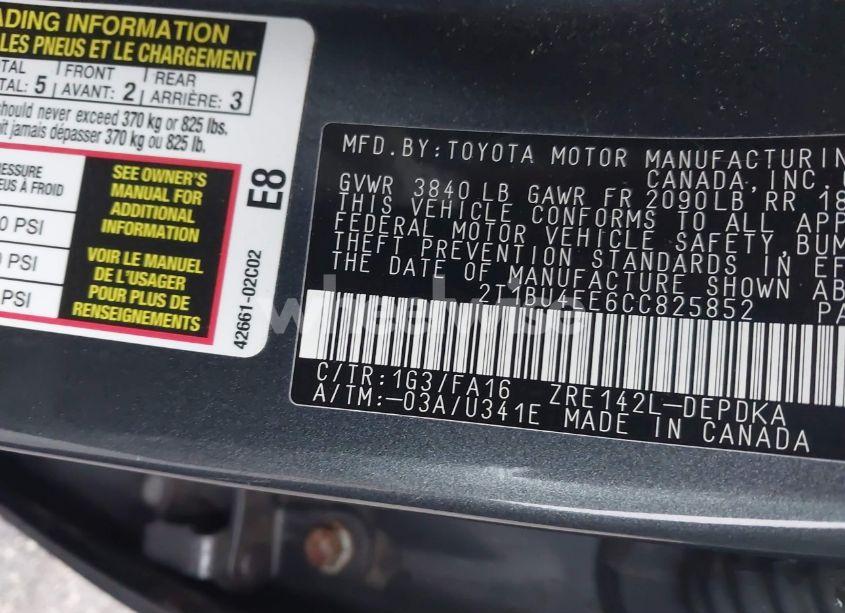 Photo 9 of 2012 Toyota Corolla L (VIN 2T1BU4EE6CC825852)