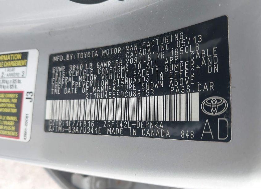 Photo 9 of 2013 Toyota Corolla LE (VIN 2T1BU4EE6DC088153)