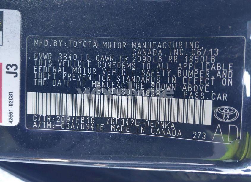 Photo 9 of 2013 Toyota Corolla LE (VIN 2T1BU4EE6DC118381)