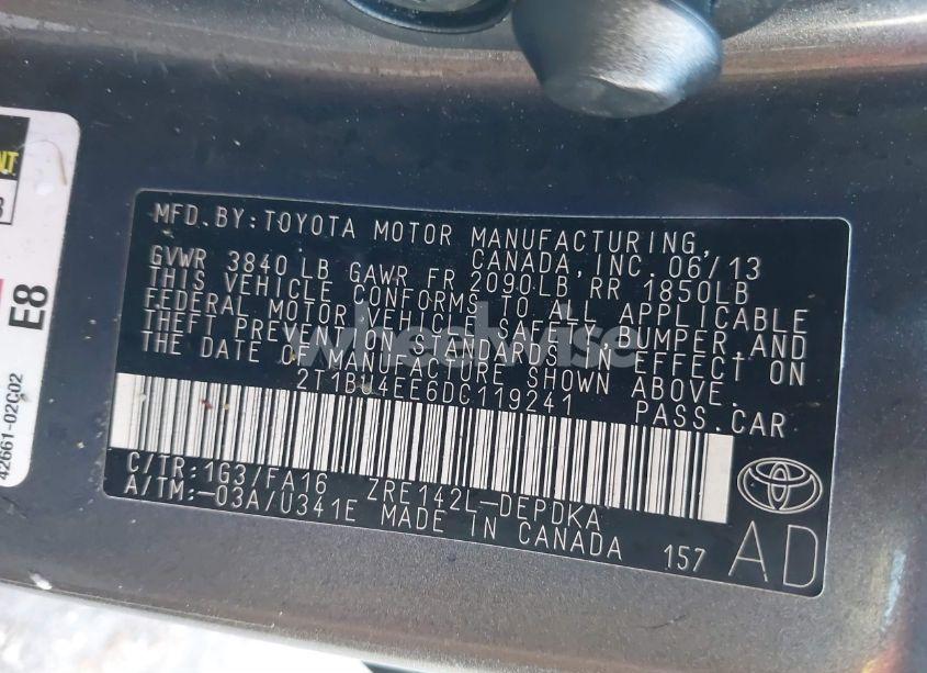 Photo 9 of 2013 Toyota Corolla L (VIN 2T1BU4EE6DC119241)