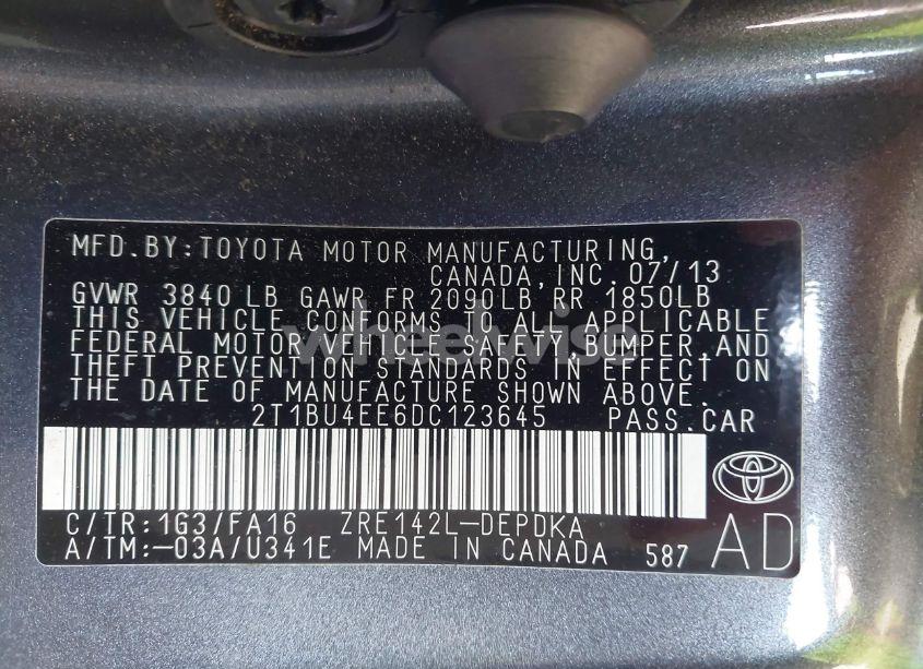 Photo 9 of 2013 Toyota Corolla L (VIN 2T1BU4EE6DC123645)