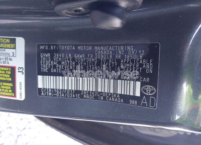 Photo 9 of 2013 Toyota Corolla S (VIN 2T1BU4EE6DC947399)