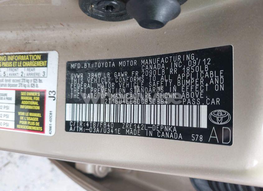 Photo 9 of 2013 Toyota Corolla LE (VIN 2T1BU4EE6DC950884)