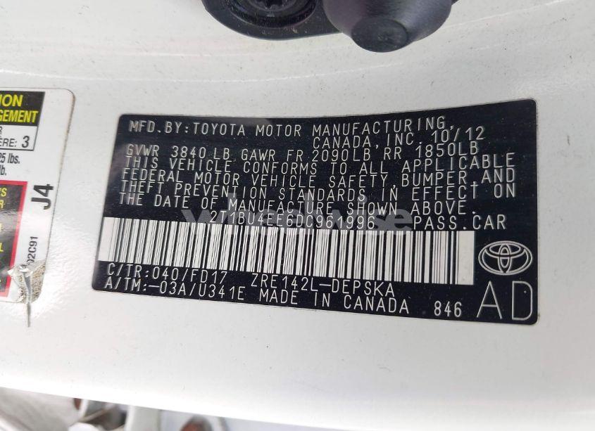 Photo 9 of 2013 Toyota Corolla S (VIN 2T1BU4EE6DC961996)