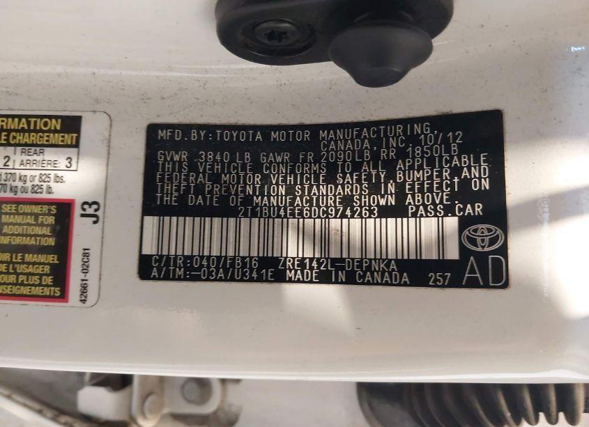 Photo 9 of 2013 Toyota Corolla LE (VIN 2T1BU4EE6DC974263)