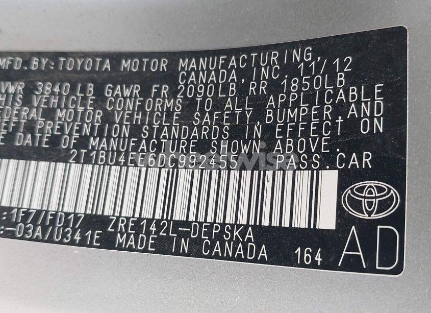 Photo 9 of 2013 Toyota Corolla S (VIN 2T1BU4EE6DC992455)