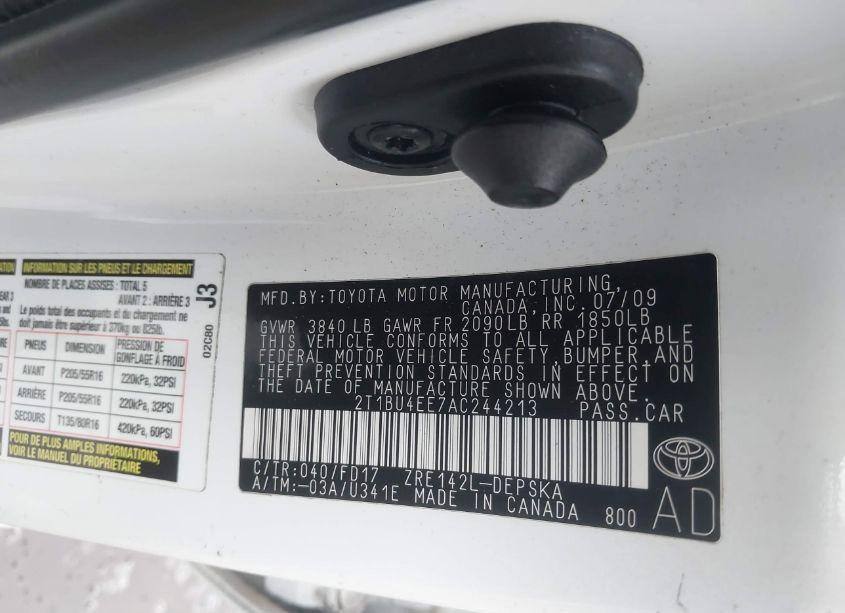 Photo 9 of 2010 Toyota Corolla S (VIN 2T1BU4EE7AC244213)